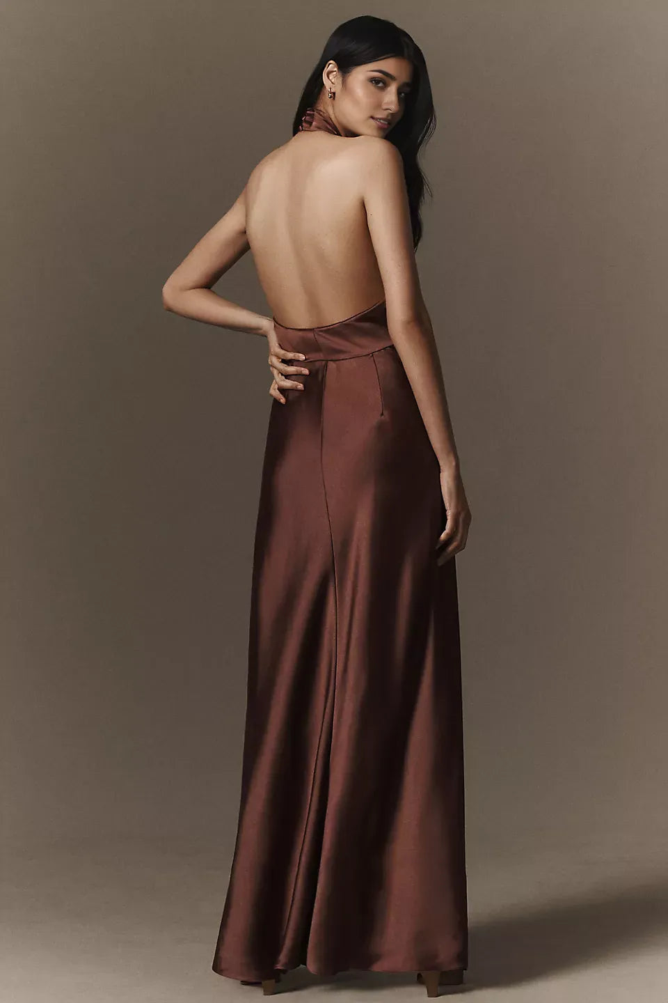 Robe Weitese sans manches, col licou, robe longue en satin, fourreau, colonne, robe de bal sexy dos nu